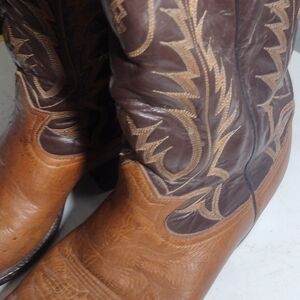 Tony Lama Cream and Black Leather Boots